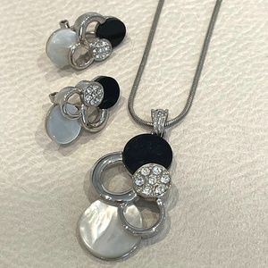 Diamond and Pearl Necklace and Earrings